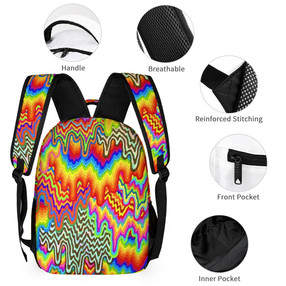 Psychedelic Backpack with Free Lunchbox and Travel Bag Included