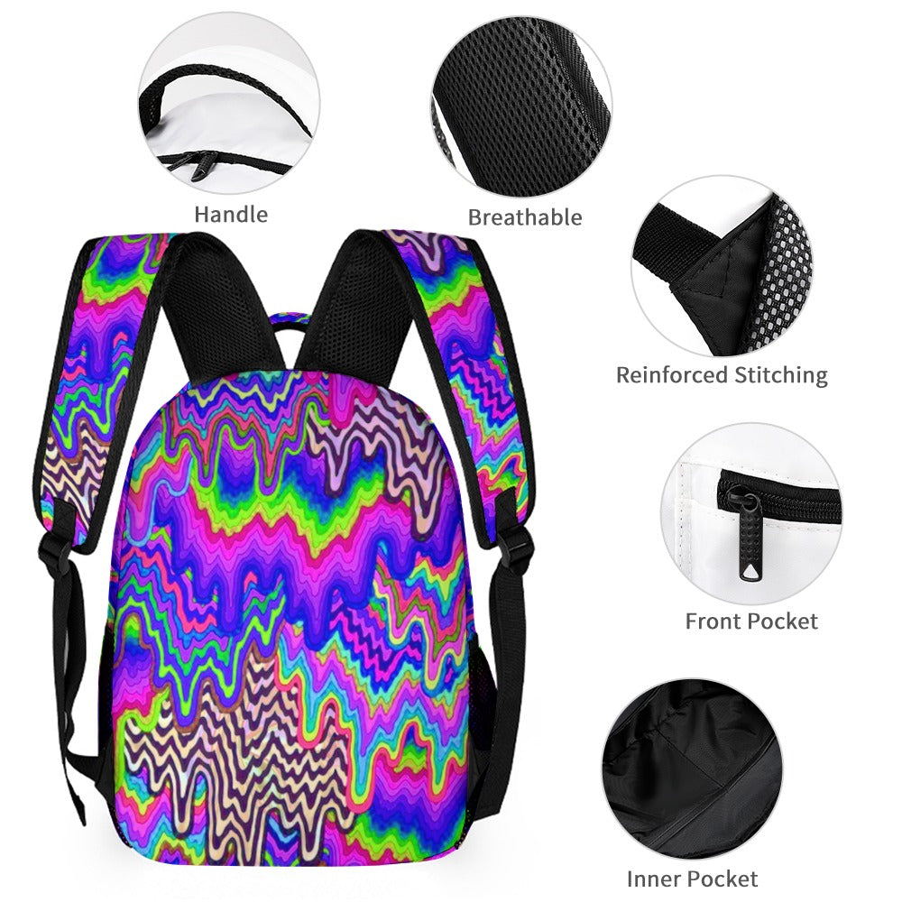 Psychedelic Backpack with Free Lunchbox and Travel Bag Included