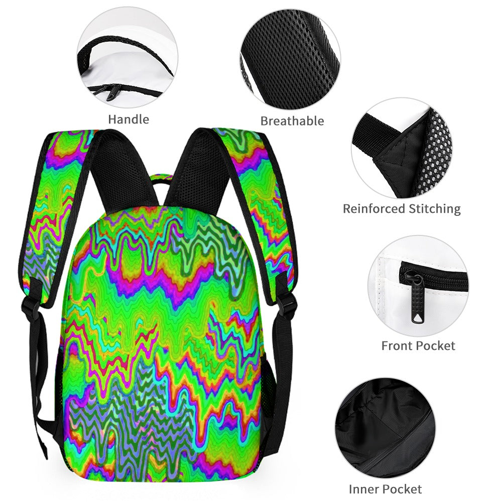 Psychedelic Backpack with Free Lunchbox and Travel Bag Included