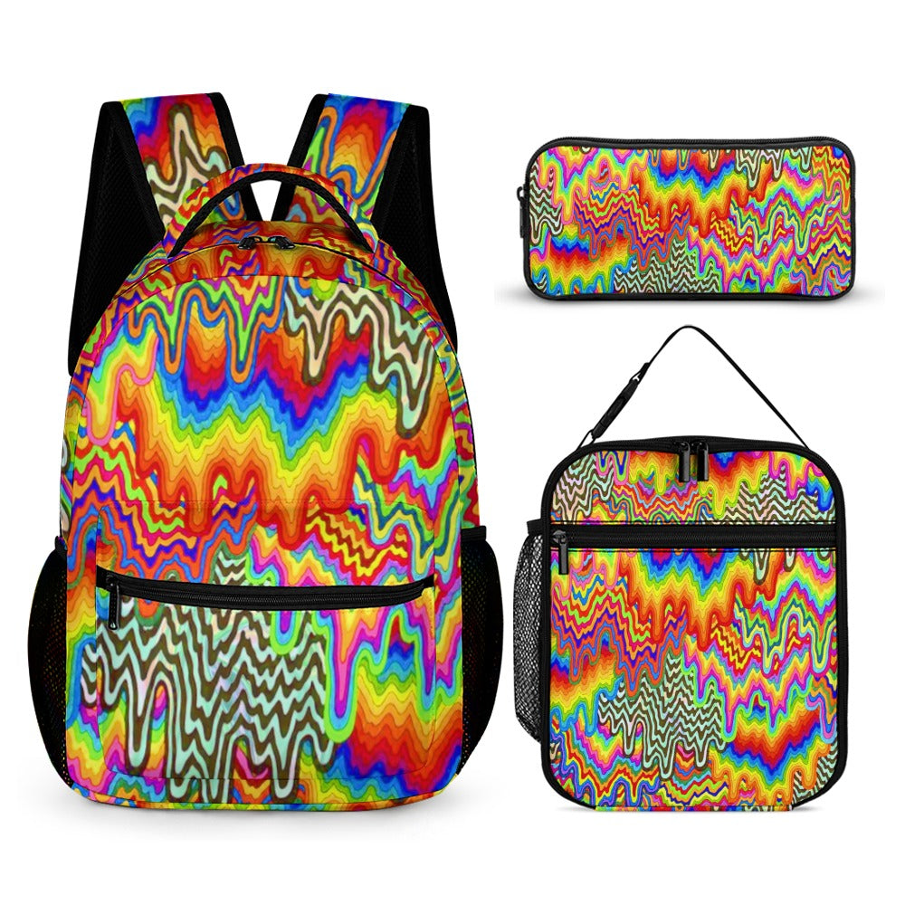 Psychedelic Backpack with Free Lunchbox and Travel Bag Included