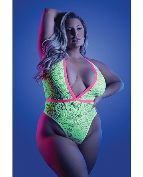 Glow Black Light Spotlight Lace Teddy