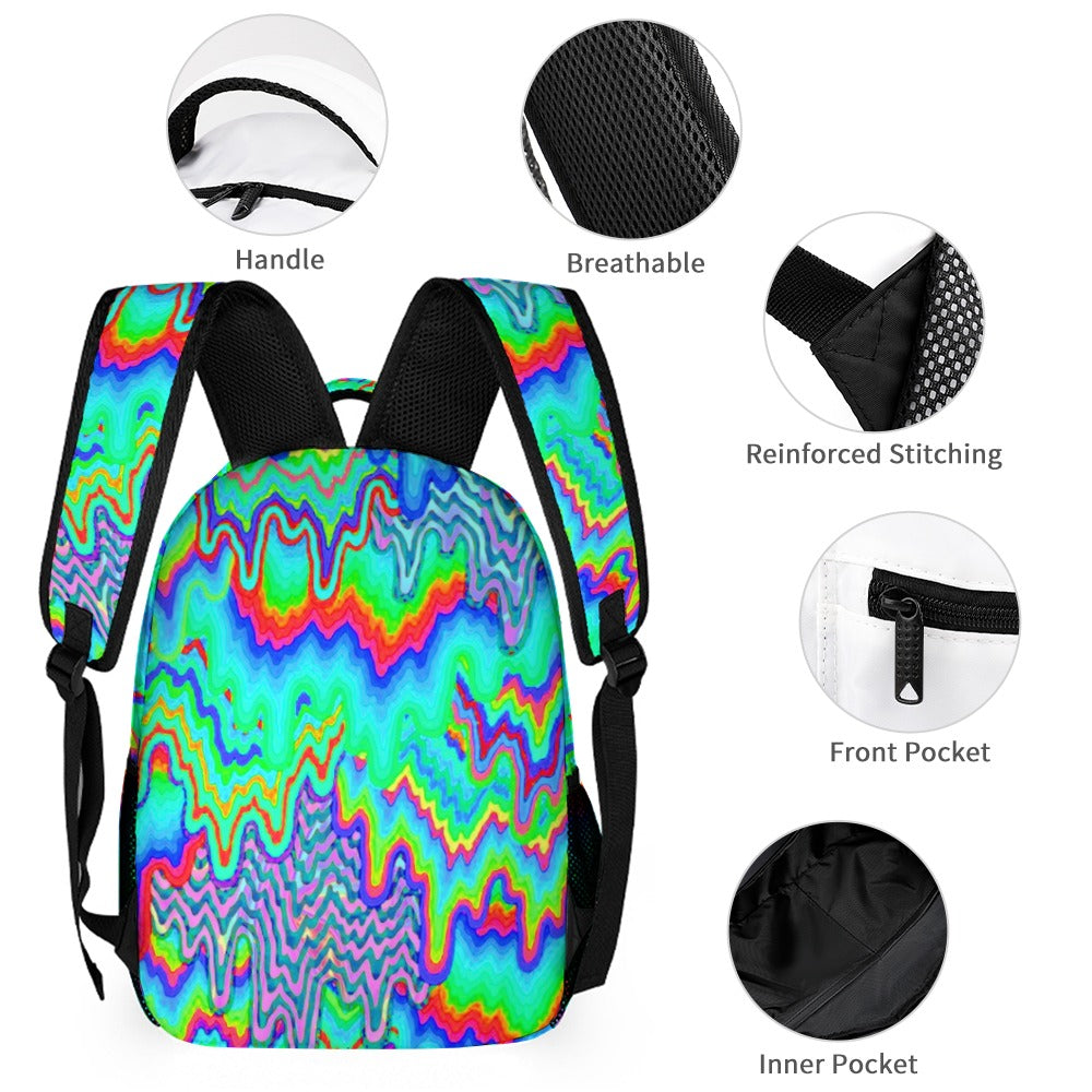 Psychedelic Backpack with Free Lunchbox and Travel Bag Included