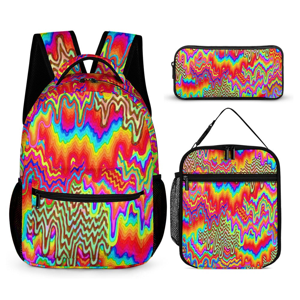 Psychedelic Backpack with Free Lunchbox and Travel Bag Included