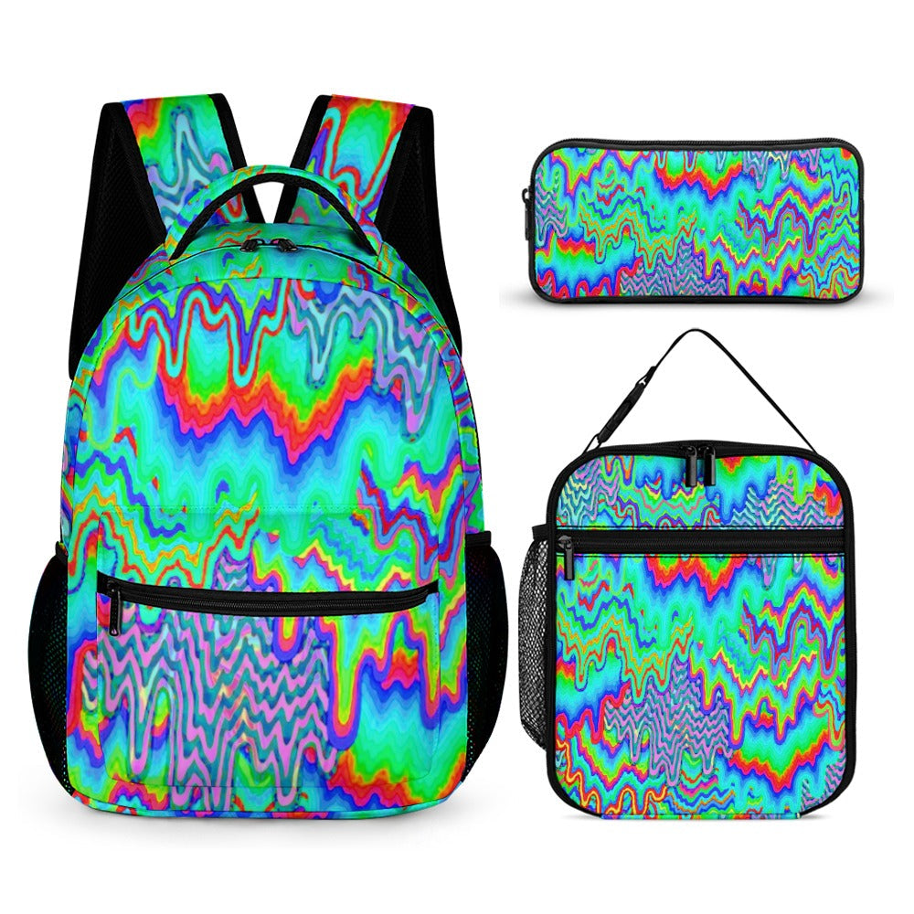 Psychedelic Backpack with Free Lunchbox and Travel Bag Included